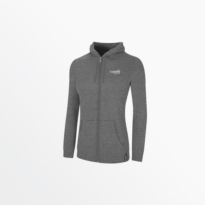 capelli WOMEN’S BASICS FLEECE ZIP UP HOODIE Dark Heather Grey