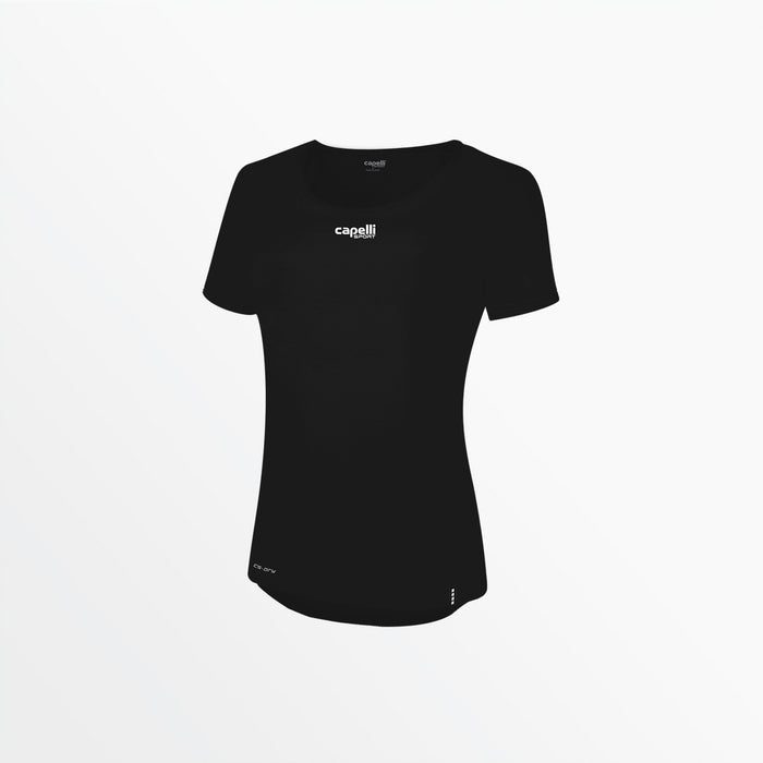 capelli WOMEN'S LIFESTYLE CS DRY SCOOP TEE WITH CENTER LOGO Black