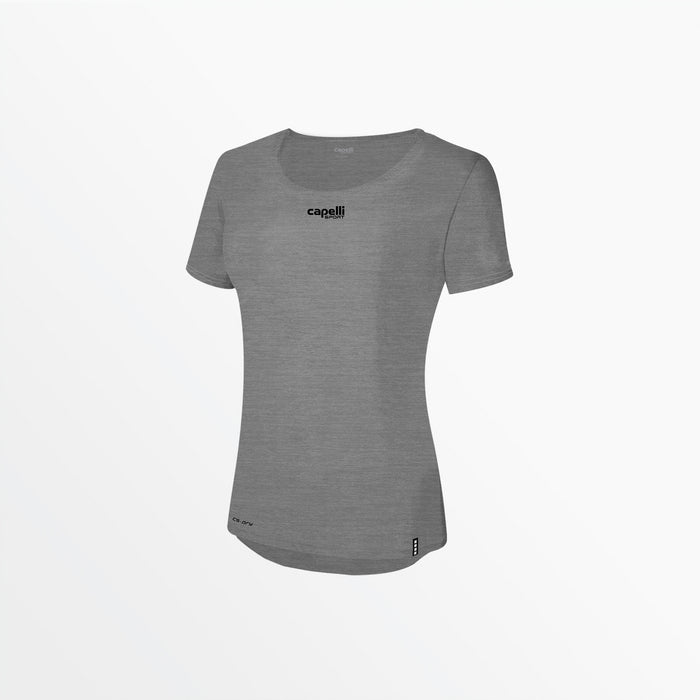 capelli WOMEN'S LIFESTYLE CS DRY SCOOP TEE WITH CENTER LOGO Light Heather Grey