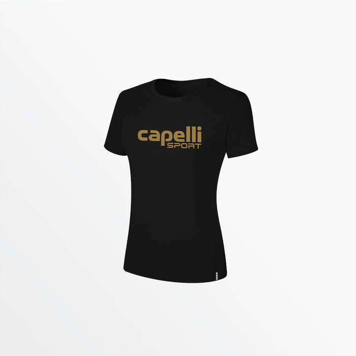 capelli WOMEN'S LOGO TEE W OVERSIZED CENTER LOGO Black Gold