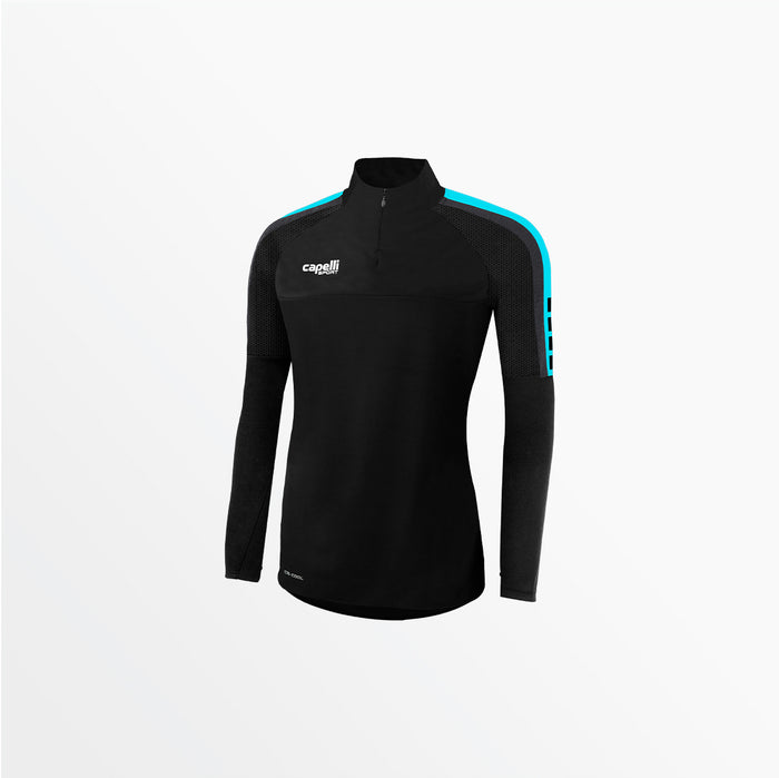 capelli WOMEN'S MADISON 1/4 ZIP TECHNICAL TRAINING TOP Black Turquoise