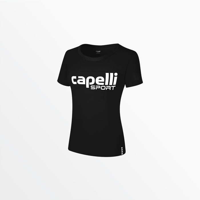 capelli WOMEN'S SCOOP NECK TEE W/ OVERSIZED CENTER LOGO Black