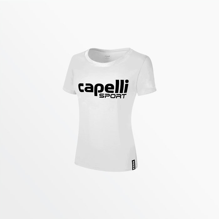 capelli WOMEN'S SCOOP NECK TEE W/ OVERSIZED CENTER LOGO White