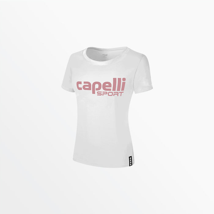 capelli WOMEN'S SCOOP NECK TEE W/ OVERSIZED CENTER LOGO White Blush
