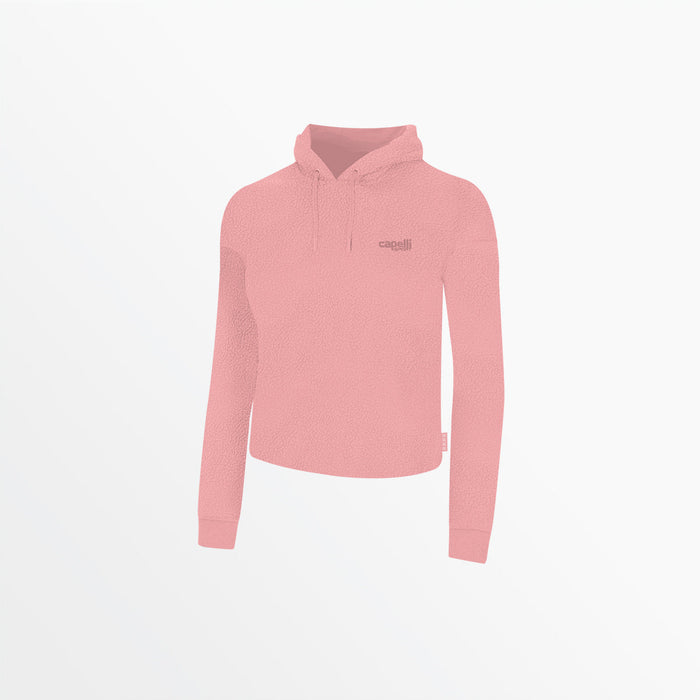 Capelli WOMEN'S SHERPA CROPPED PULLOVER HOODIE Blush
