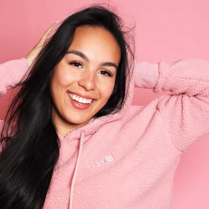capelli WOMEN'S SHERPA CROPPED PULLOVER HOODIE Blush