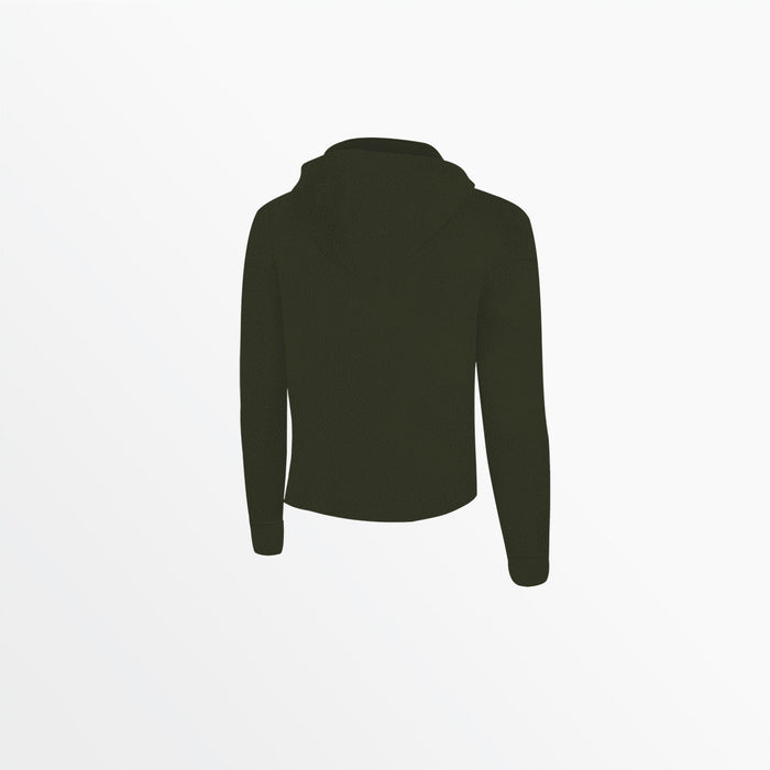 Capelli WOMEN'S SHERPA CROPPED PULLOVER HOODIE Dark Green