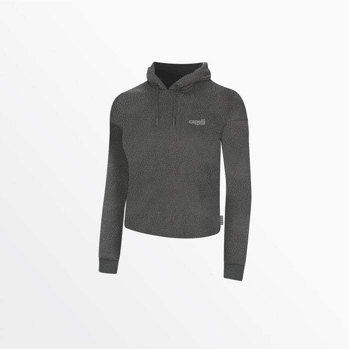 capelli WOMEN'S SHERPA CROPPED PULLOVER HOODIE Medium Grey