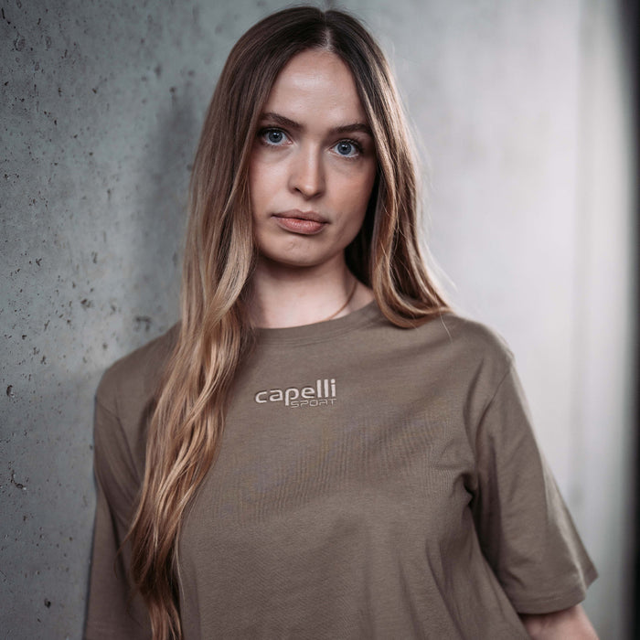 capelli WOMEN'S TONAL CROPPED OVERSIZED TEE Desert Brown