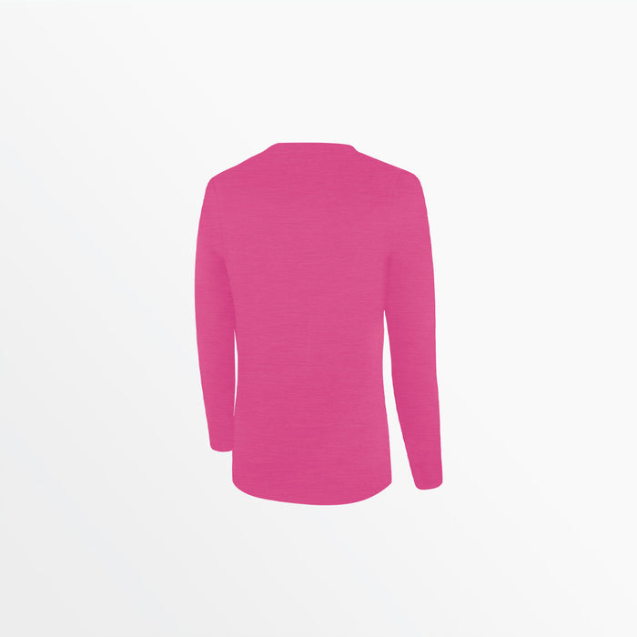 Capelli WOMEN'S V-NECK LONG SLEEVE POLY TEE Heather Pink