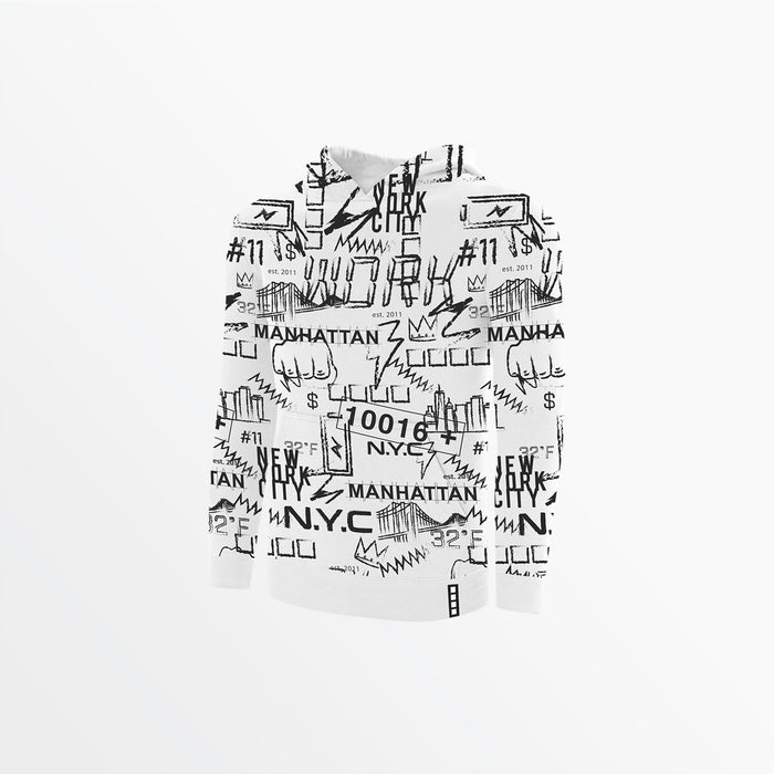 capelli YOUTH FLEECE GRAPHIC PRINT PULLOVER HOODIE White Pale Grey