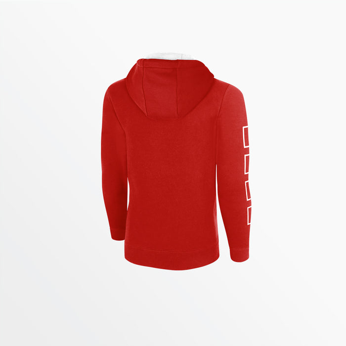 Capelli YOUTH FLEECE HOODIE WITH LOGO AND 4 CUBE SLEEVES Red
