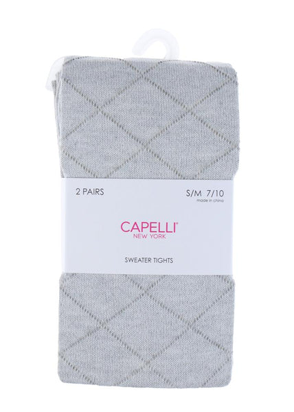 Capelli New York 2 Pack Diamond Pointelle And Solid Sweater Knit Full Tights