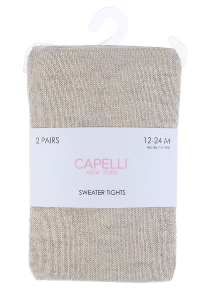 Capelli New York 2 Pack Heather Metallic And Solid Sweater Knit Full Tights