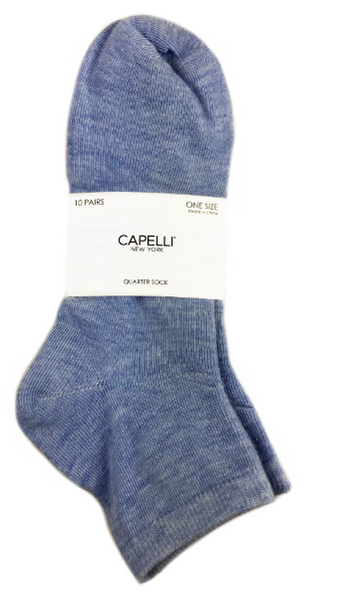 Capelli New York 4" Heathered & Solid 10 Pack Low Cut Socks