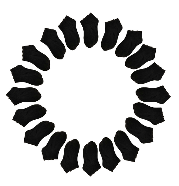 Capelli New York 4" Solid Black 20 Pack Low Cut Socks