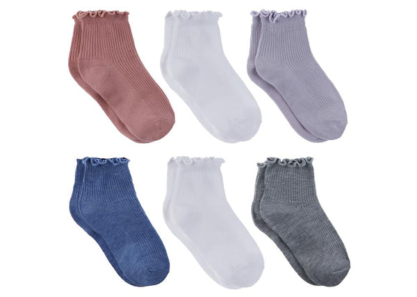 capelli new york Basics 6 Pack Lettuce Edge Ankle Socks