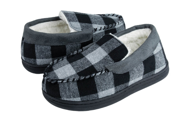 Capelli New York Boys Buffalo Plaid Moccasin With Faux Suede Trim