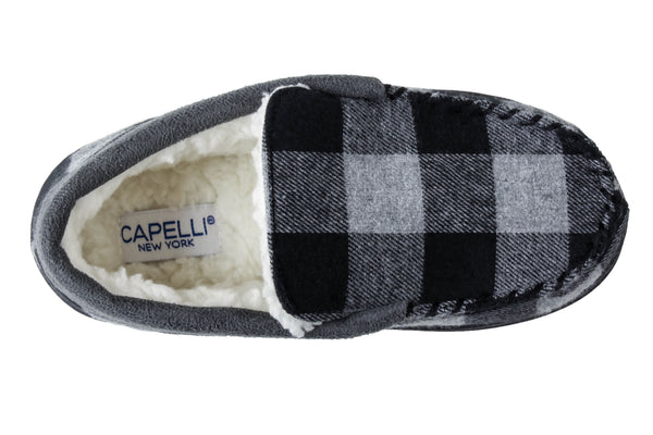 Capelli New York Boys Buffalo Plaid Moccasin With Faux Suede Trim
