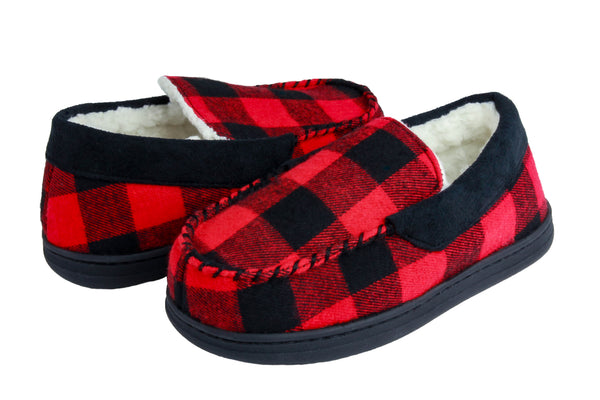 Capelli New York Boys Buffalo Plaid Moccasin With Faux Suede Trim