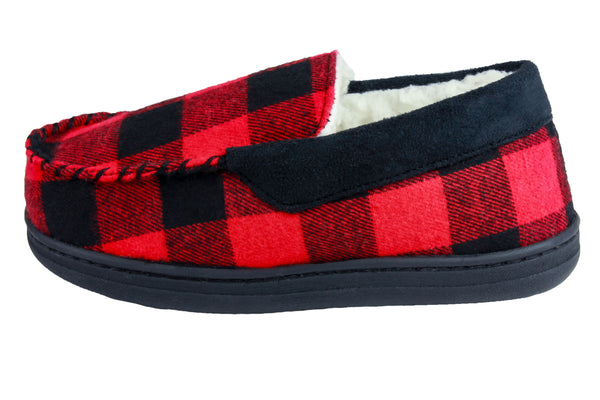 Capelli New York Boys Buffalo Plaid Moccasin With Faux Suede Trim