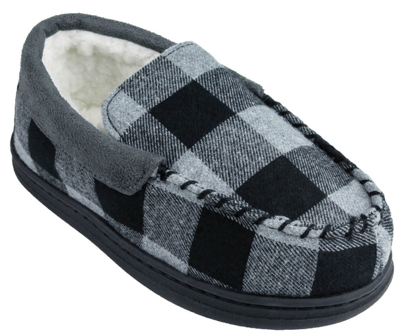 capelli new york Boys Buffalo Plaid Moccasin with Faux Suede Trim