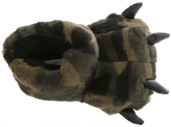 Capelli New York Boys Camo Faux Fur Bear Claw With 3D Contrasting Faux Leather Parts Indoor Slipper