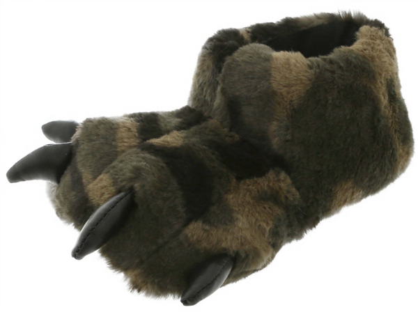 Capelli New York Boys Camo Faux Fur Bear Claw With 3D Contrasting Faux Leather Parts Indoor Slipper