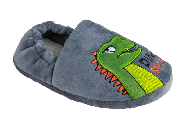 Capelli New York Boys Dino Snore Eye Mask And Soft Boa Moccasin Set