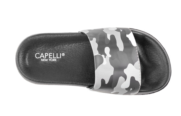 Capelli New York Boys Faux Leather Camo Printed Slides