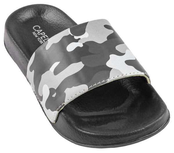 capelli new york Boys Faux Leather Camo Printed Slides