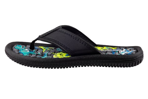 Capelli New York Boys Faux Leather Dino Printed Flip Flop