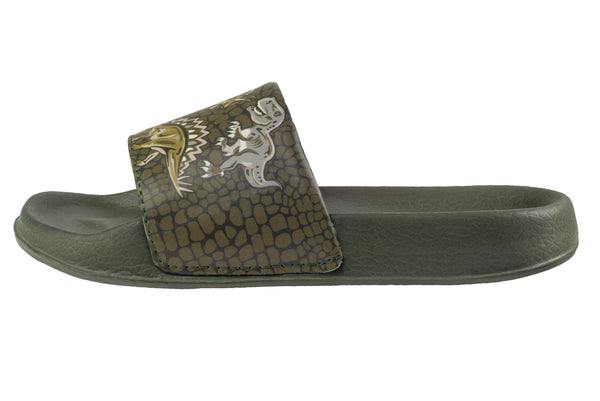 Capelli New York Boys Faux Leather Dino Printed Slides