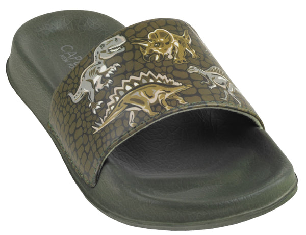 capelli new york Boys Faux Leather Dino Printed Slides
