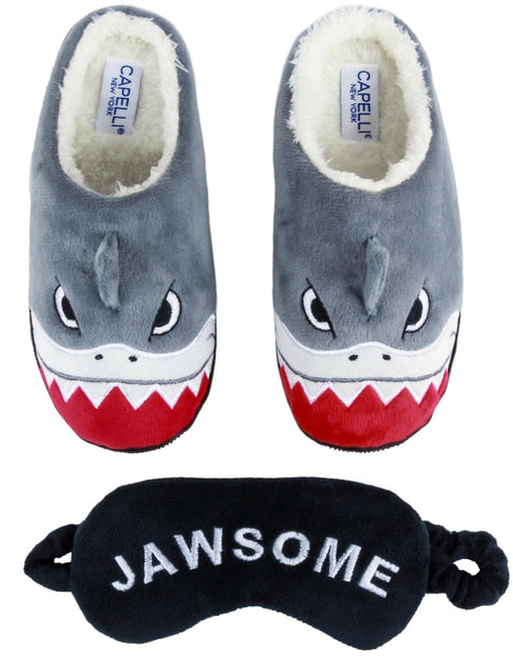 capelli new york Boys Jawsome Eye Mask with Soft Boa Scuff Slipper set