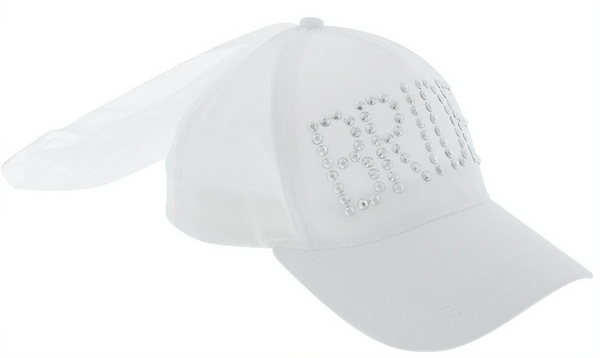 Capelli New York "Bride" Satin Baseball Hat With Veil