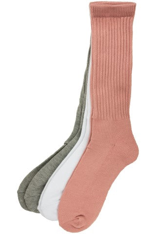 Capelli New York Capelli New York 12" Solid 3 Pack Ribbed Slouch Crew Socks