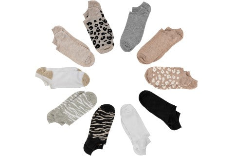 Capelli New York Capelli New York Animal Print 10 Pack No Show Socks With Claw Clip