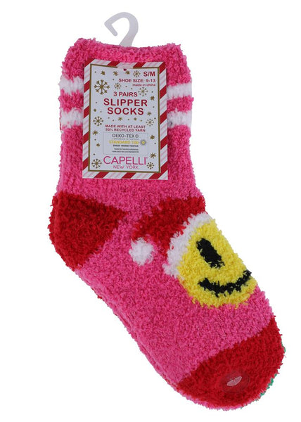 Capelli New York Candy Cane 3pk Cozy Slipper Socks