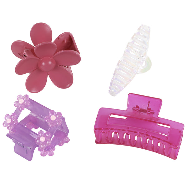 Capelli New York Girls 4pc Mix Shape Claw Clip Set