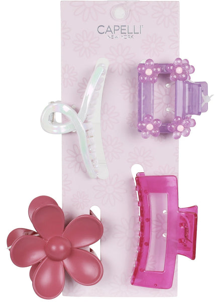 capelli new york Girls 4pc Mix Shape Claw Clip Set