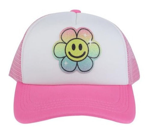 capelli new york Girls Flower Smiley Trucker Hat