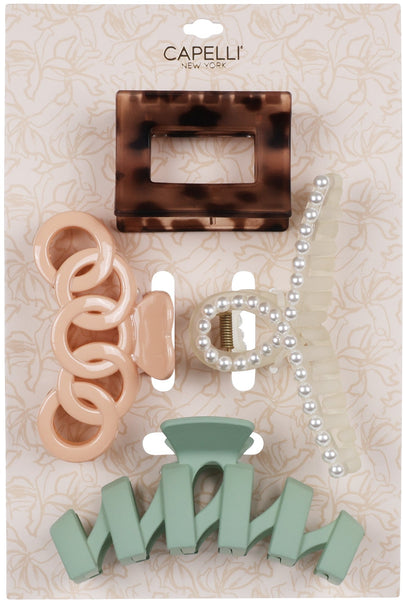 capelli new york Ladies 4pk Mixed Claw Clips