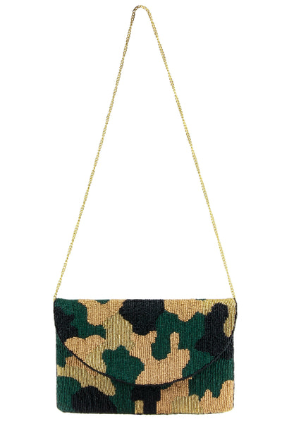 Capelli New York Ladies Camouflage Beaded Clutch
