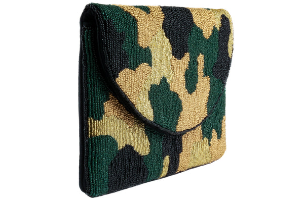 Capelli New York Ladies Camouflage Beaded Clutch