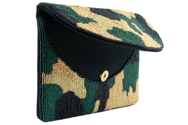 Capelli New York Ladies Camouflage Beaded Clutch