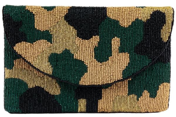 capelli new york Ladies Camouflage Beaded Clutch