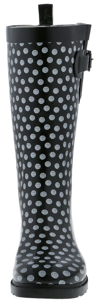 Capelli New York Ladies Dots Tall Rubber Rain Boot