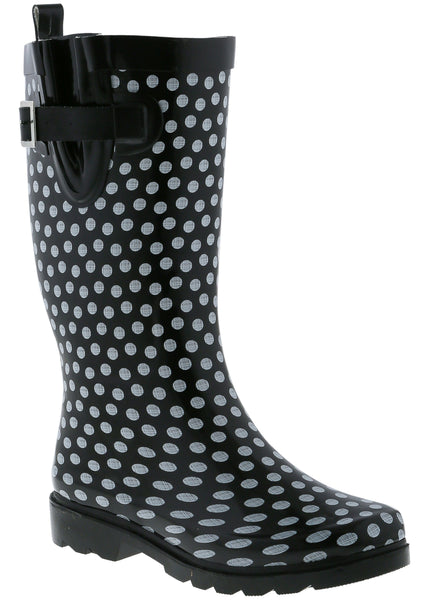 capelli new york Ladies Dots Tall Rubber Rain Boot