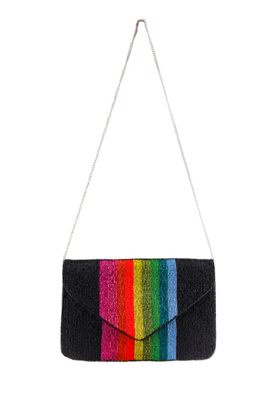 Capelli New York Ladies Rainbow Beaded Clutch
